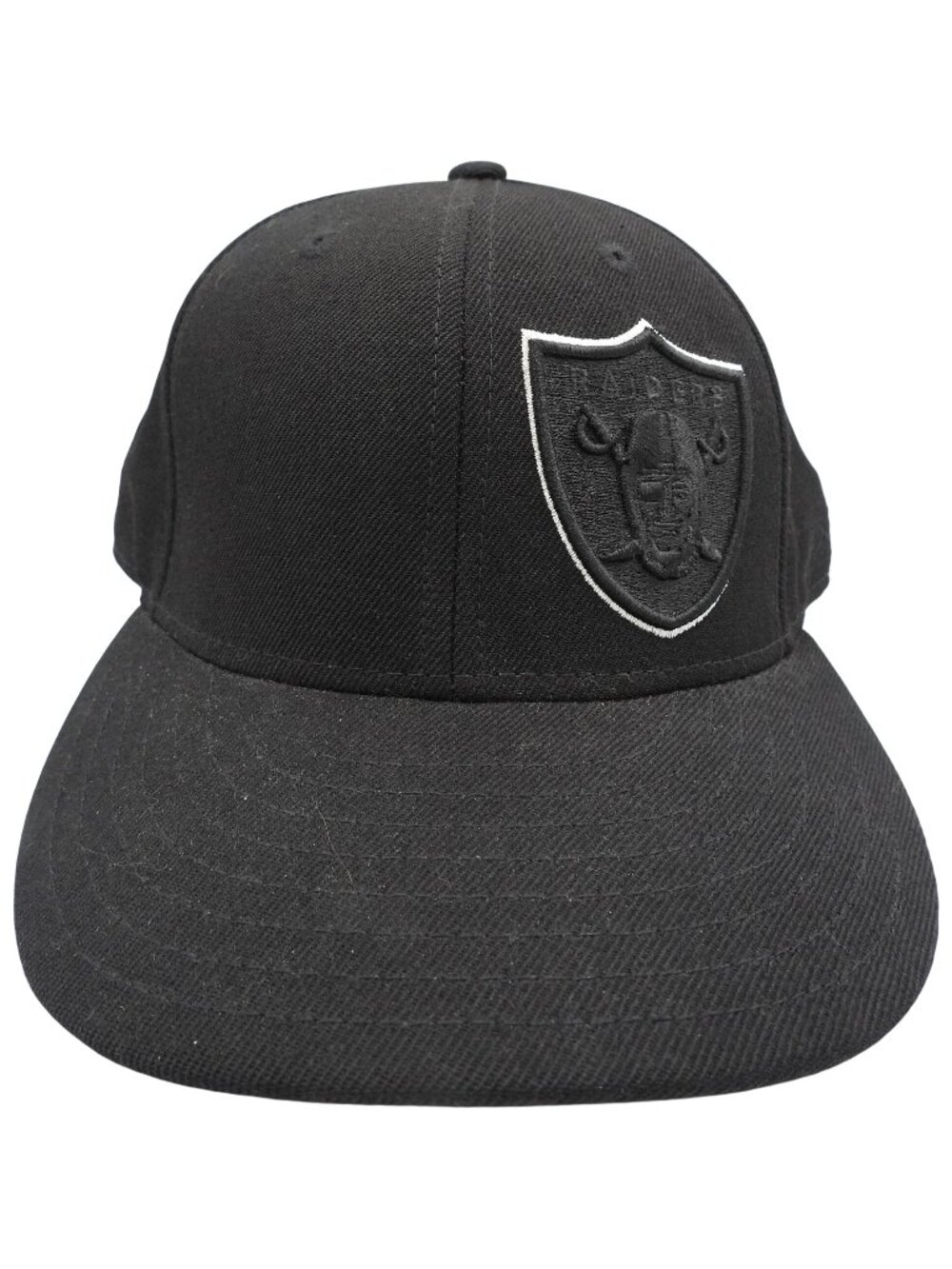 Vintage Y2K Oakland Raiders Reebok 100% Wool Fitted Hat Cap Size 7 3/8